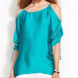 Michael Kors Teal Cold Shoulder Top